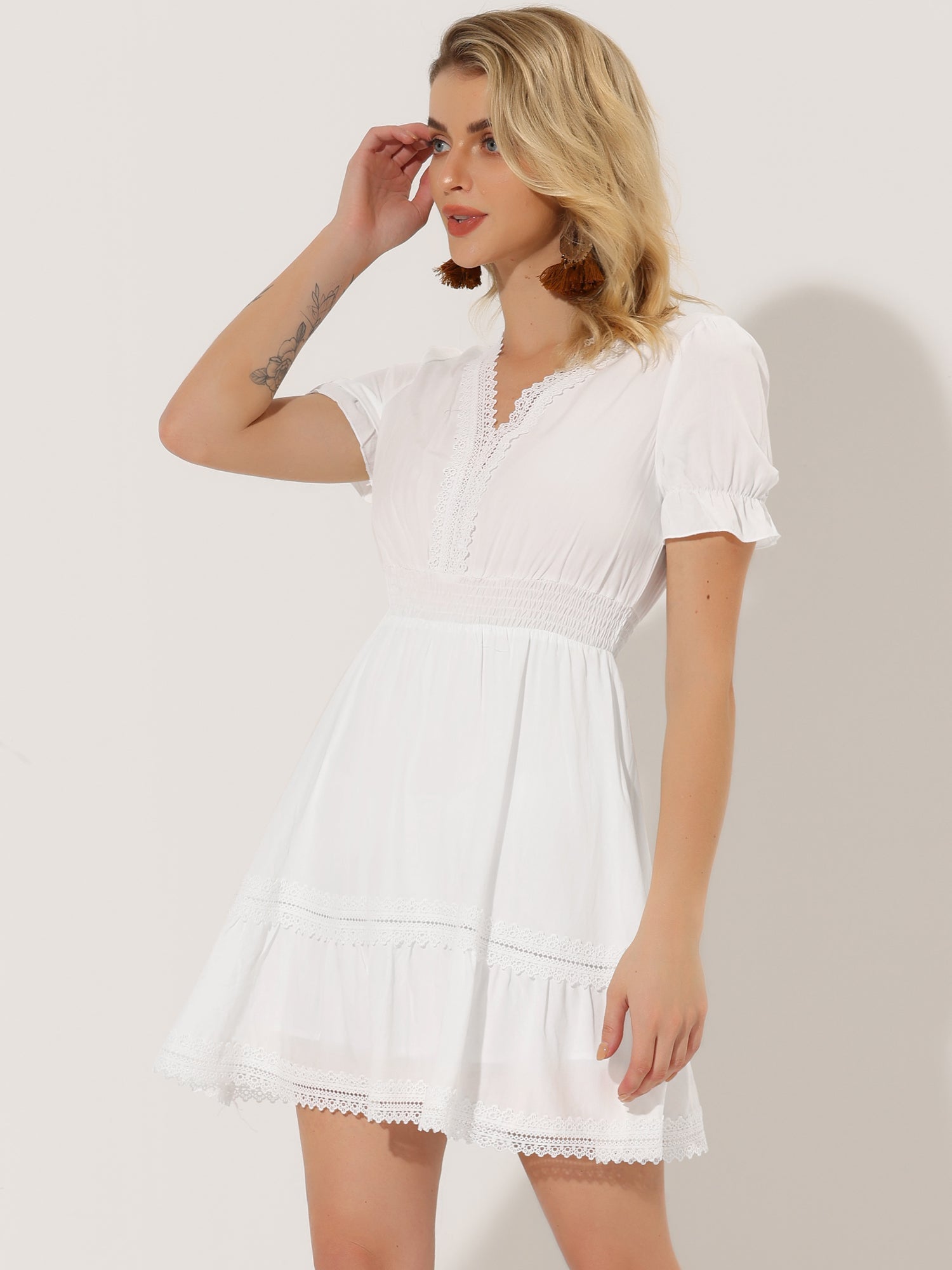 Solmira – Women’s Boho Puff Sleeve Tiered Dress