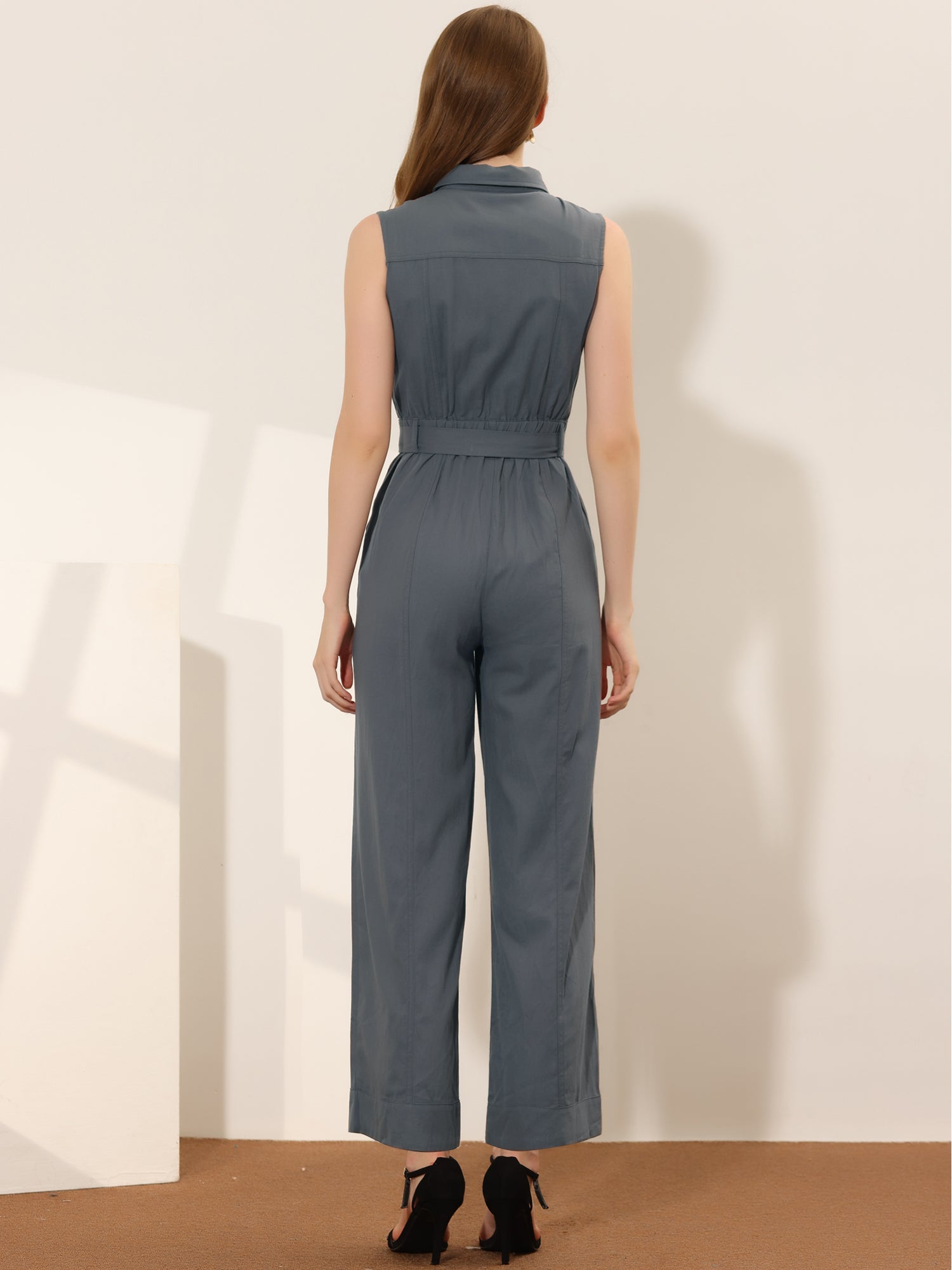 Cotviera - Women’s Button Down Wide Leg Jumpsuit