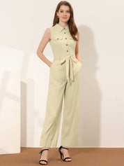 Cotviera - Women’s Button Down Wide Leg Jumpsuit