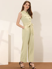 Cotviera - Women’s Button Down Wide Leg Jumpsuit