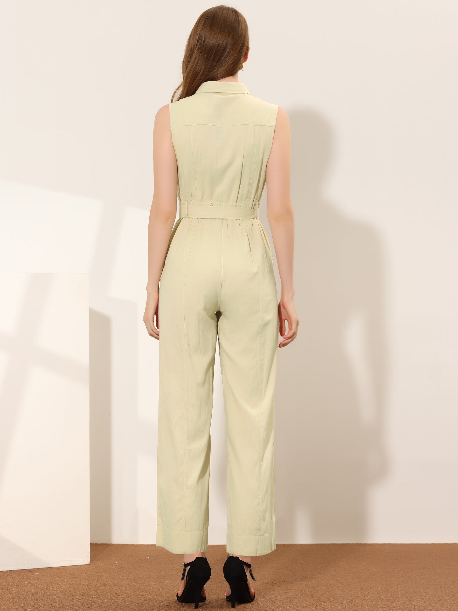 Cotviera - Women’s Button Down Wide Leg Jumpsuit