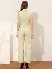 Cotviera - Women’s Button Down Wide Leg Jumpsuit