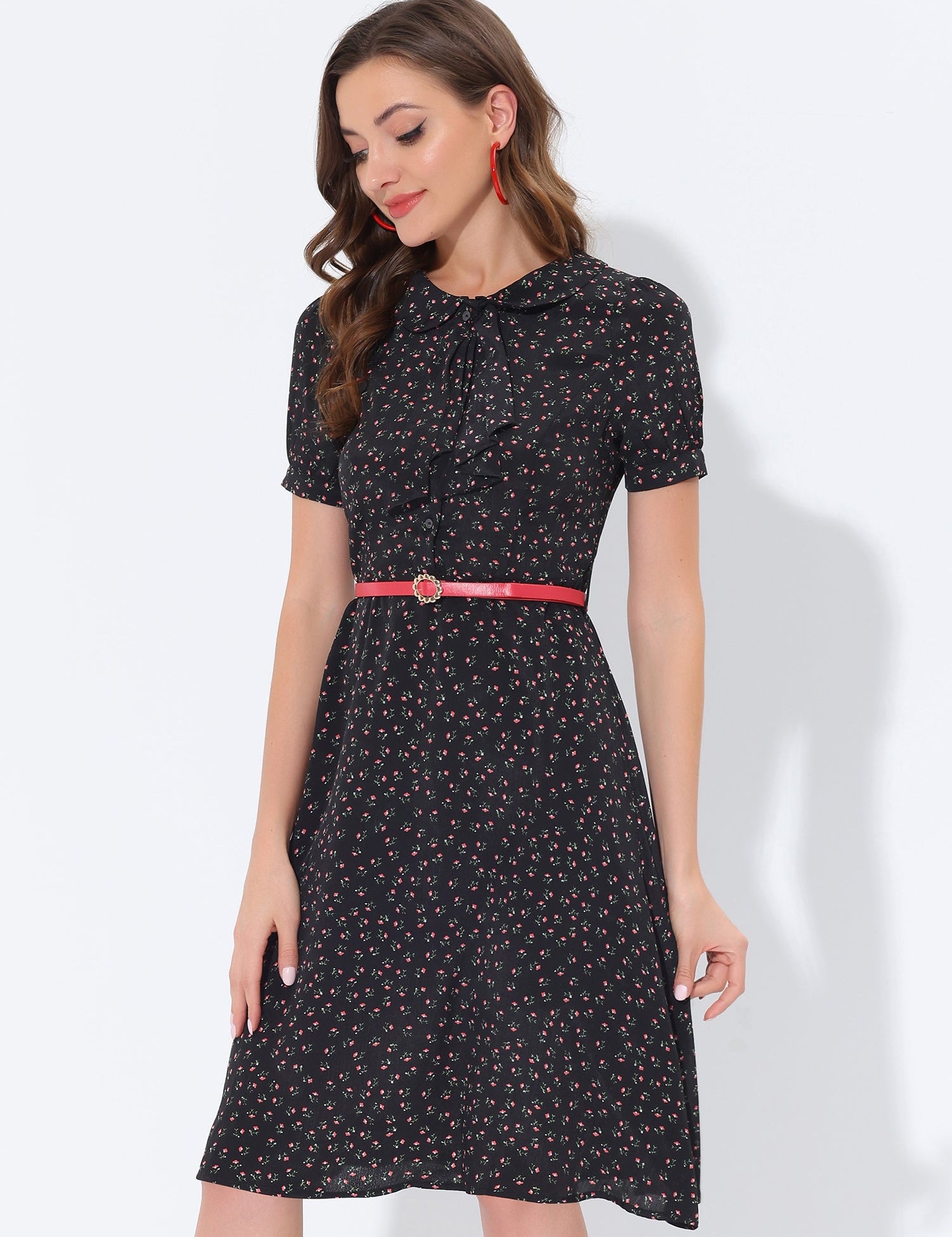 Petrella - Women’s Floral Peter Pan Collar Dress