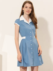 Calivra – Women’s Cotton Camp Collar Shirt Dress