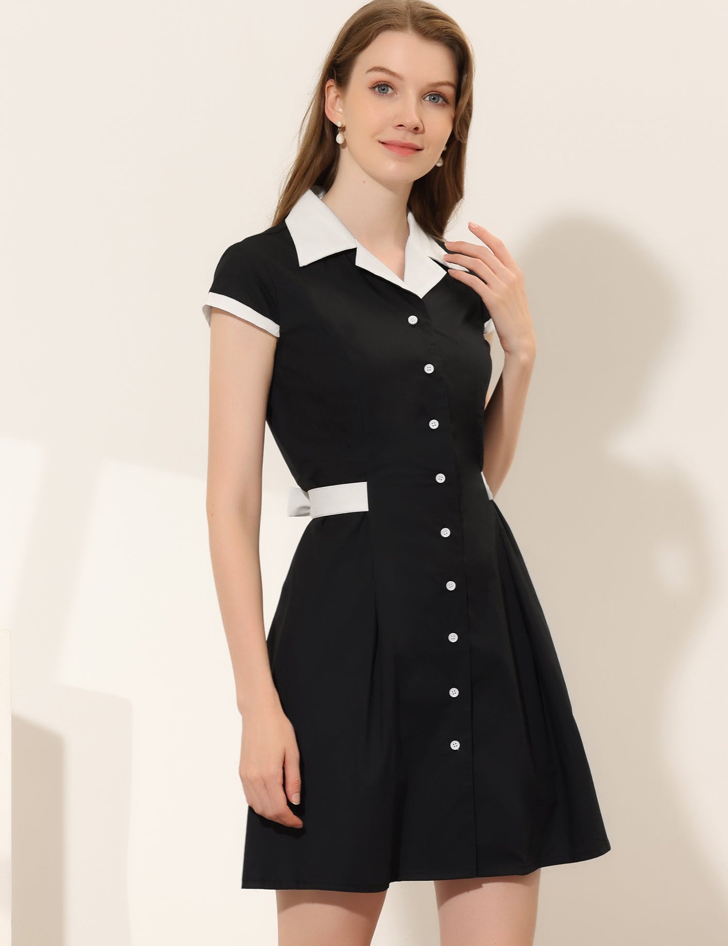 Calivra – Women’s Cotton Camp Collar Shirt Dress