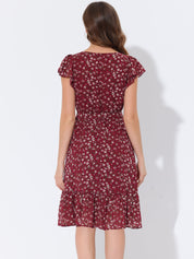 Florvella - Women’s Floral Square Neck A-Line Dress