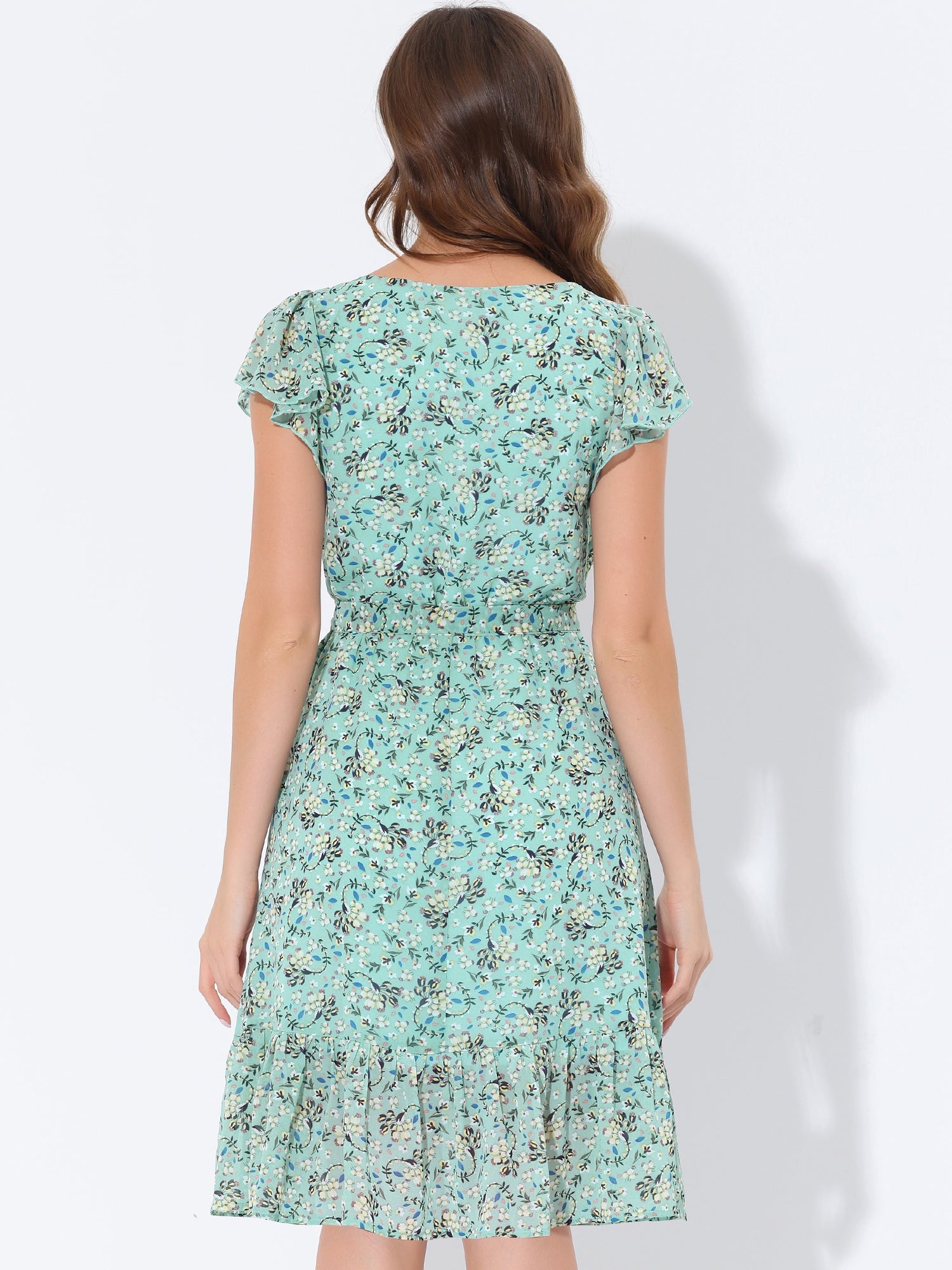 Florvella - Women’s Floral Square Neck A-Line Dress