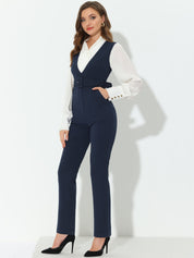 Belvessa - Women’s Belted Suspender Jumpsuit