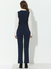 Belvessa - Women’s Belted Suspender Jumpsuit