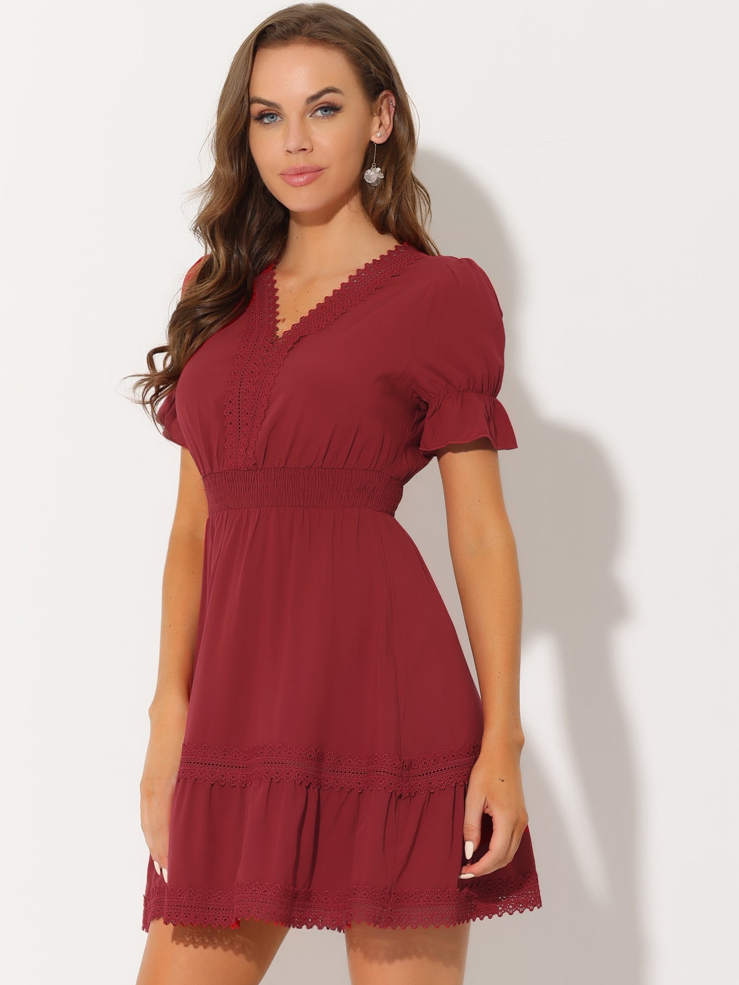 Solmira – Women’s Boho Puff Sleeve Tiered Dress