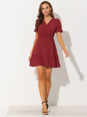 Solmira – Women’s Boho Puff Sleeve Tiered Dress