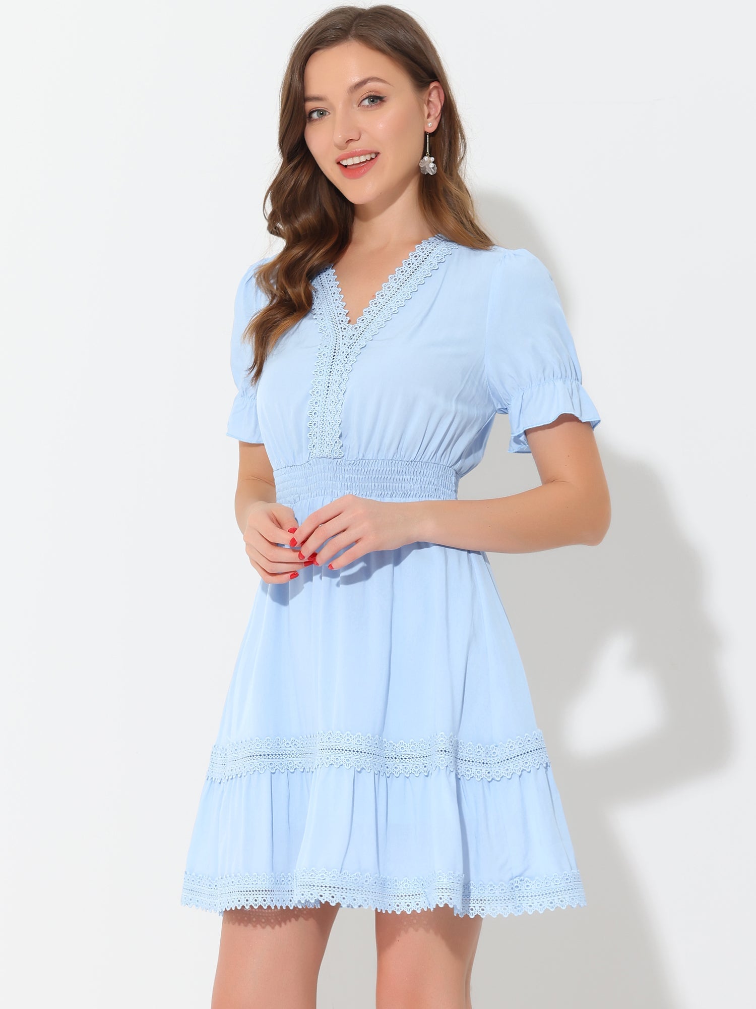 Solmira – Women’s Boho Puff Sleeve Tiered Dress
