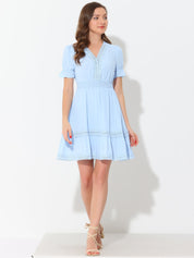 Solmira – Women’s Boho Puff Sleeve Tiered Dress