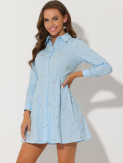 Embrovella - Women’s Embroidered Cotton Mini Dress