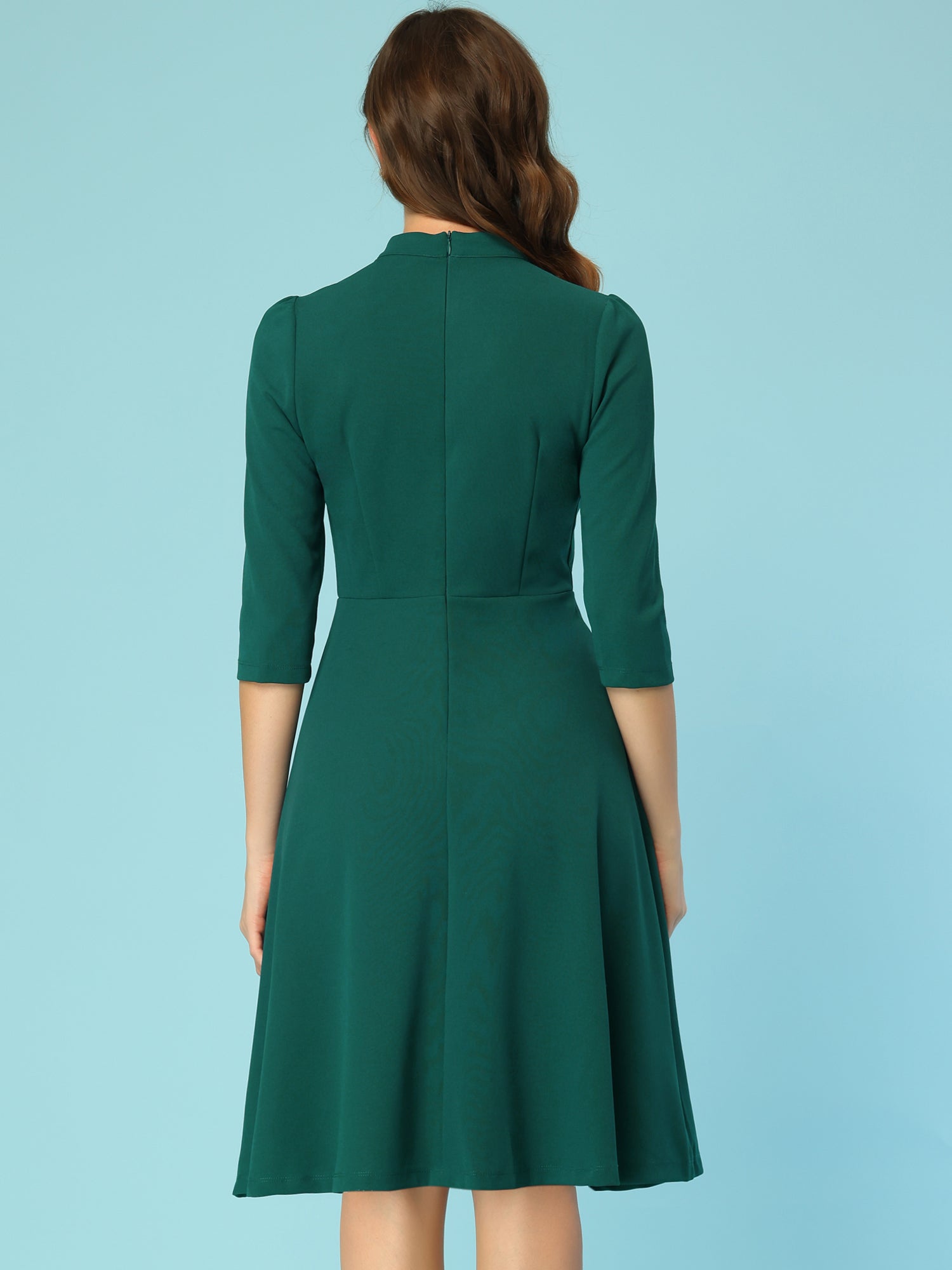 Clarivelle – Women’s Stand Collar Button Detail Dress