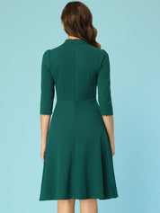 Clarivelle – Women’s Stand Collar Button Detail Dress