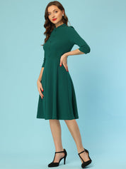 Clarivelle – Women’s Stand Collar Button Detail Dress