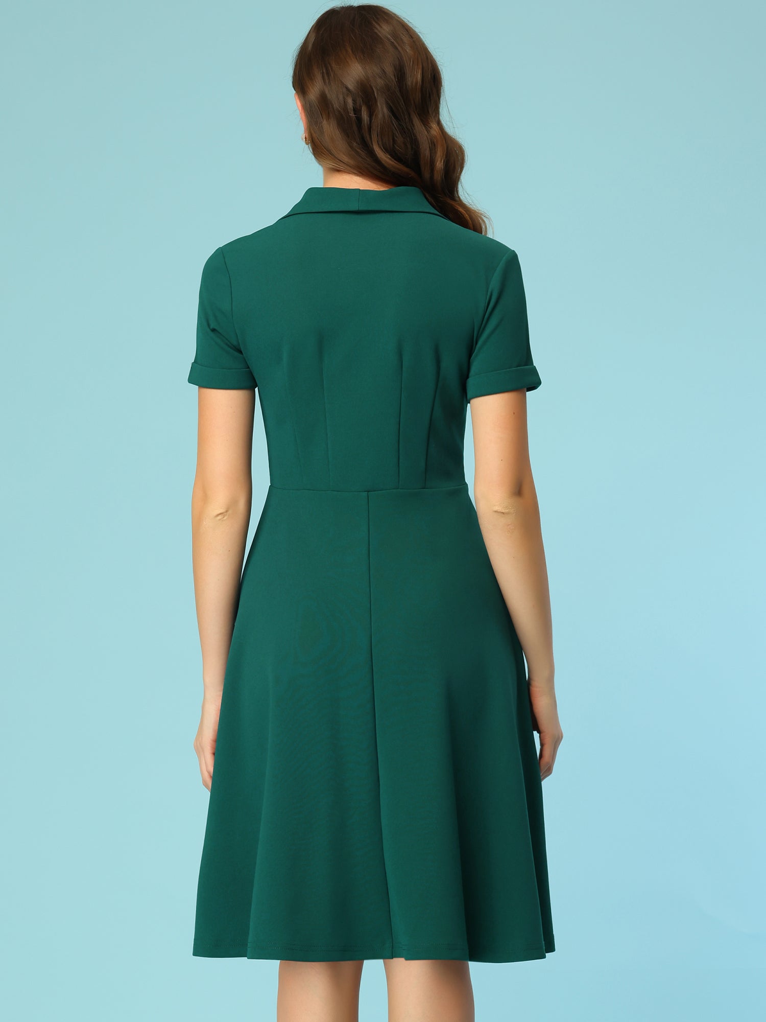 Elvaria – Women’s Vintage Collar Fit & Flare Midi Dress