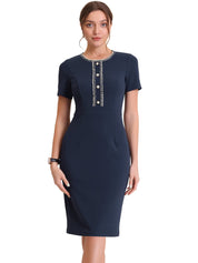 Marvella – Women’s Tweed Trim Workwear Dress