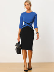 Montriva – Women’s Contrast Panel Office Sheath Dress