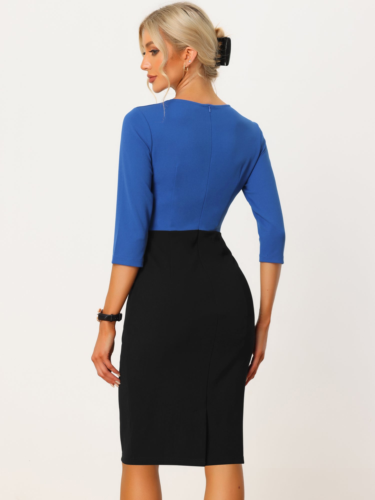 Montriva – Women’s Contrast Panel Office Sheath Dress