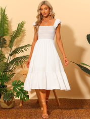 Solavira – Women’s Boho Smocked Tiered Midi Sundress