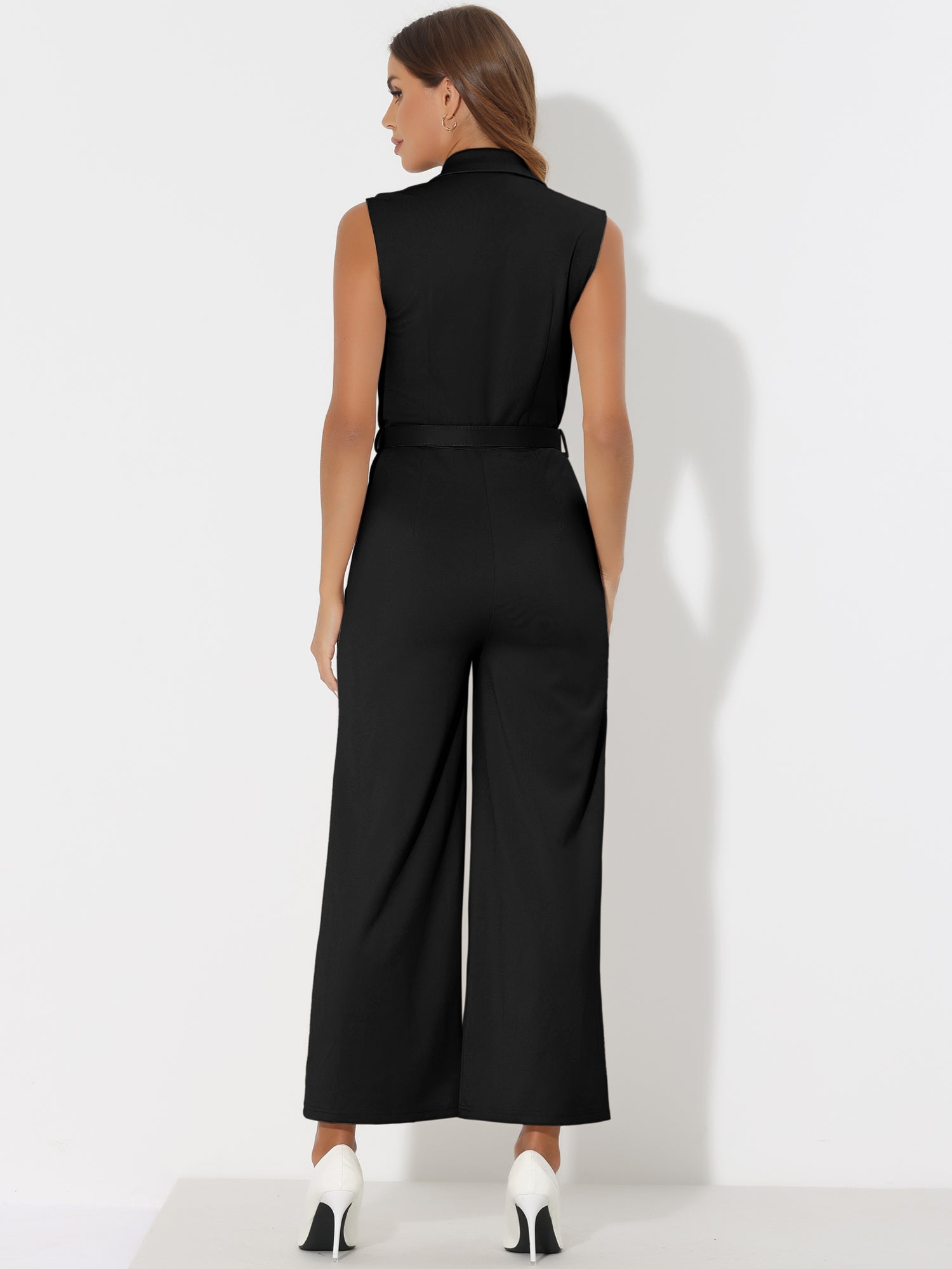 Belviera - Women’s Belted Button Front Jumpsuit