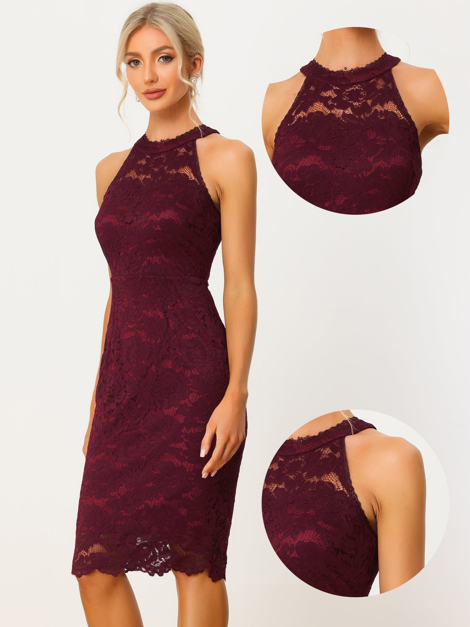 Lacevera - Women’s Lace Sheath Cocktail Dress
