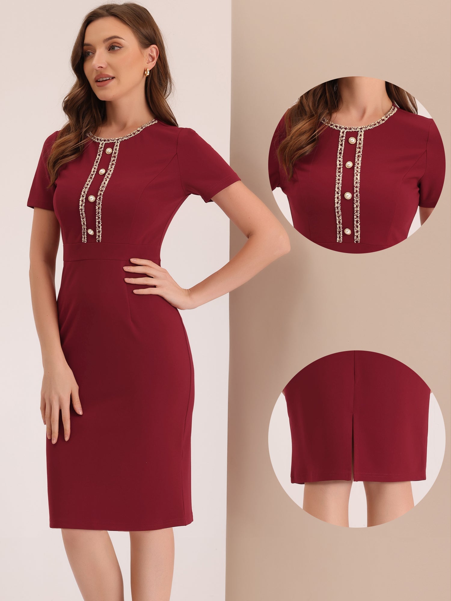 Marvella – Women’s Tweed Trim Workwear Dress