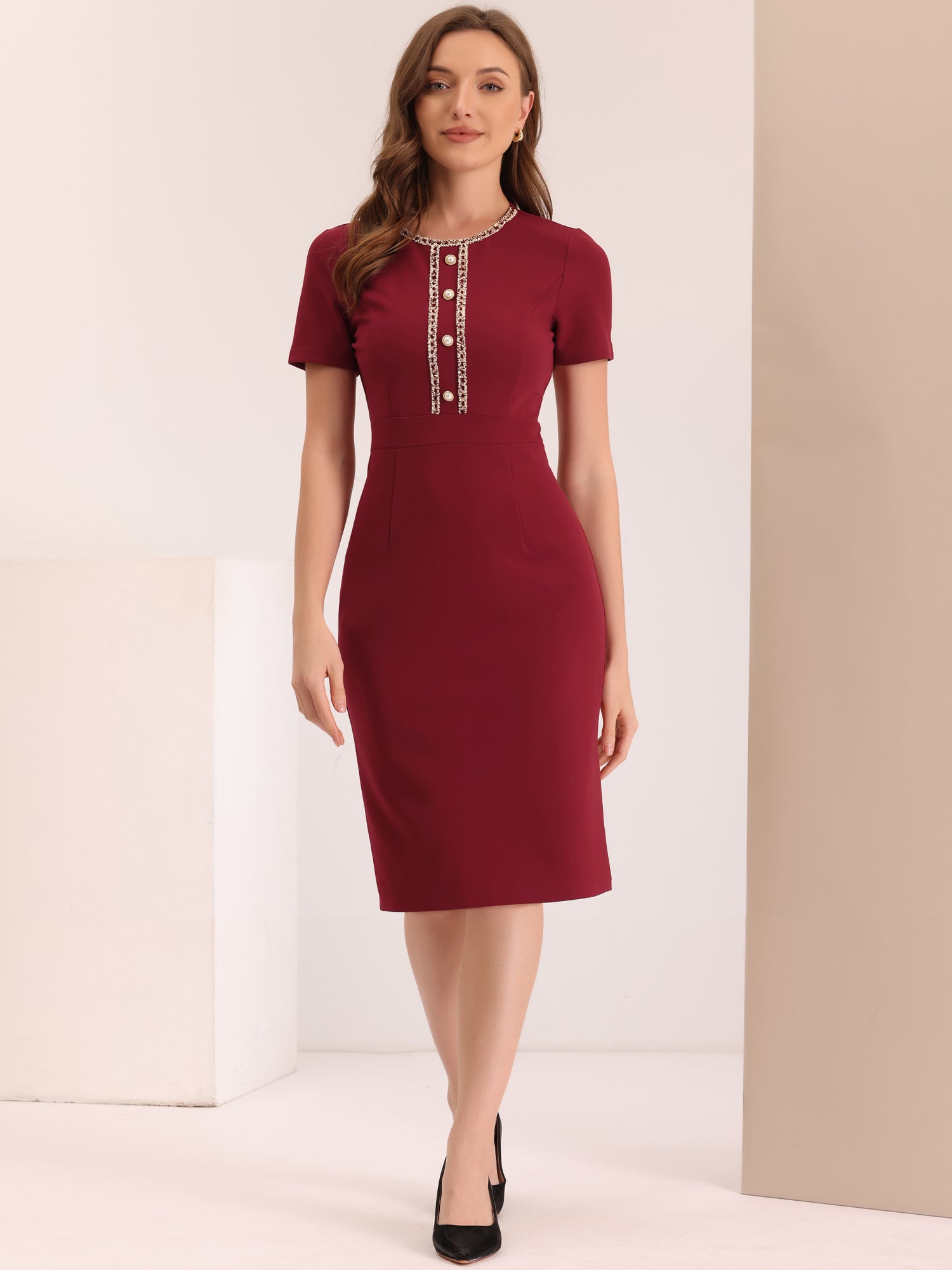 Marvella – Women’s Tweed Trim Workwear Dress