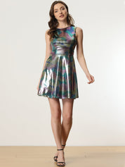 Aurexelle – Women’s Metallic High-Waist Sleeveless Dress
