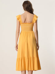 Solavira – Women’s Boho Smocked Tiered Midi Sundress