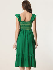 Solavira – Women’s Boho Smocked Tiered Midi Sundress