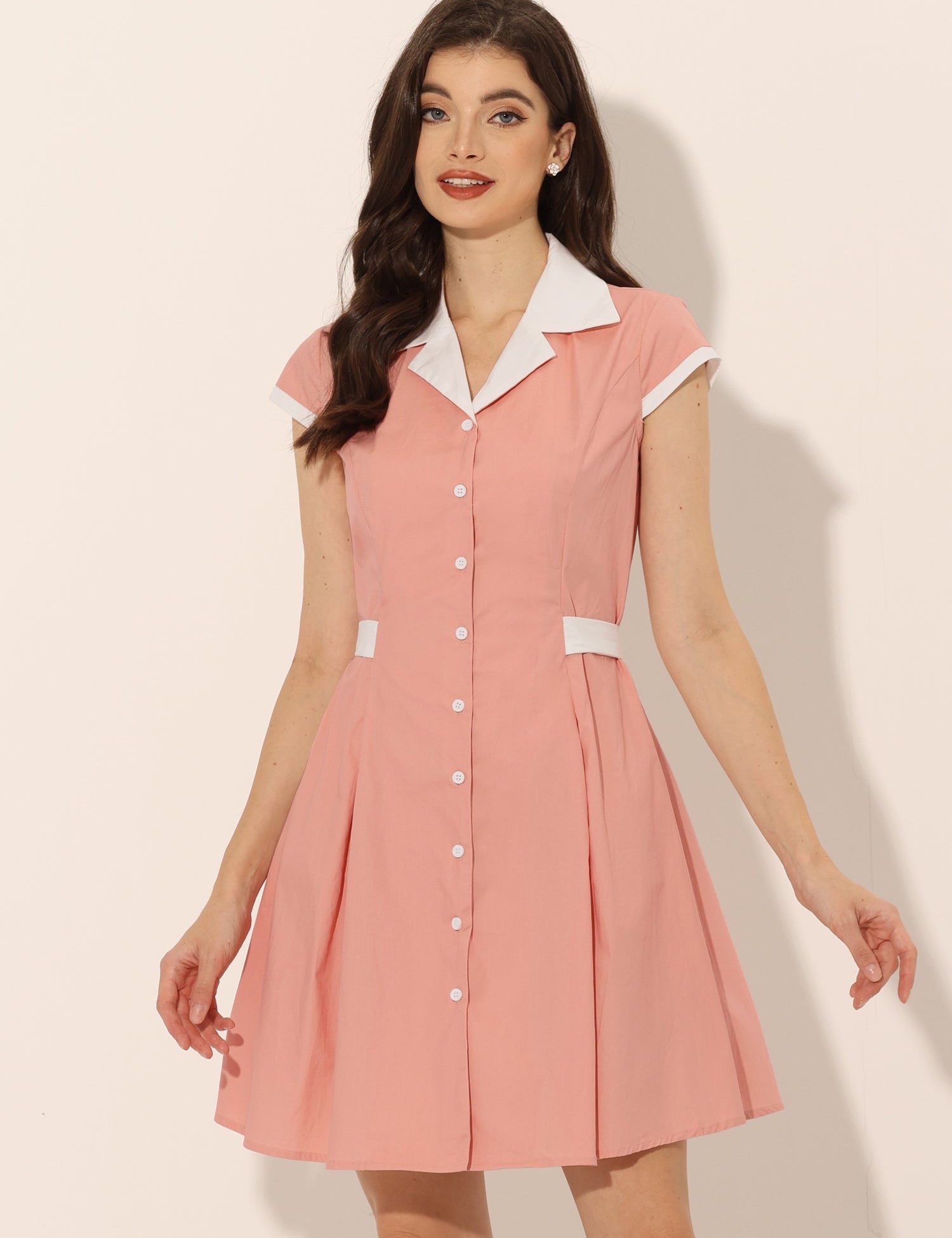 Calivra – Women’s Cotton Camp Collar Shirt Dress
