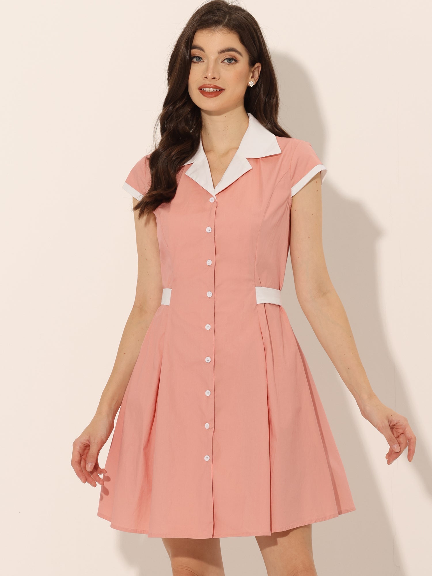 Calivra – Women’s Cotton Camp Collar Shirt Dress