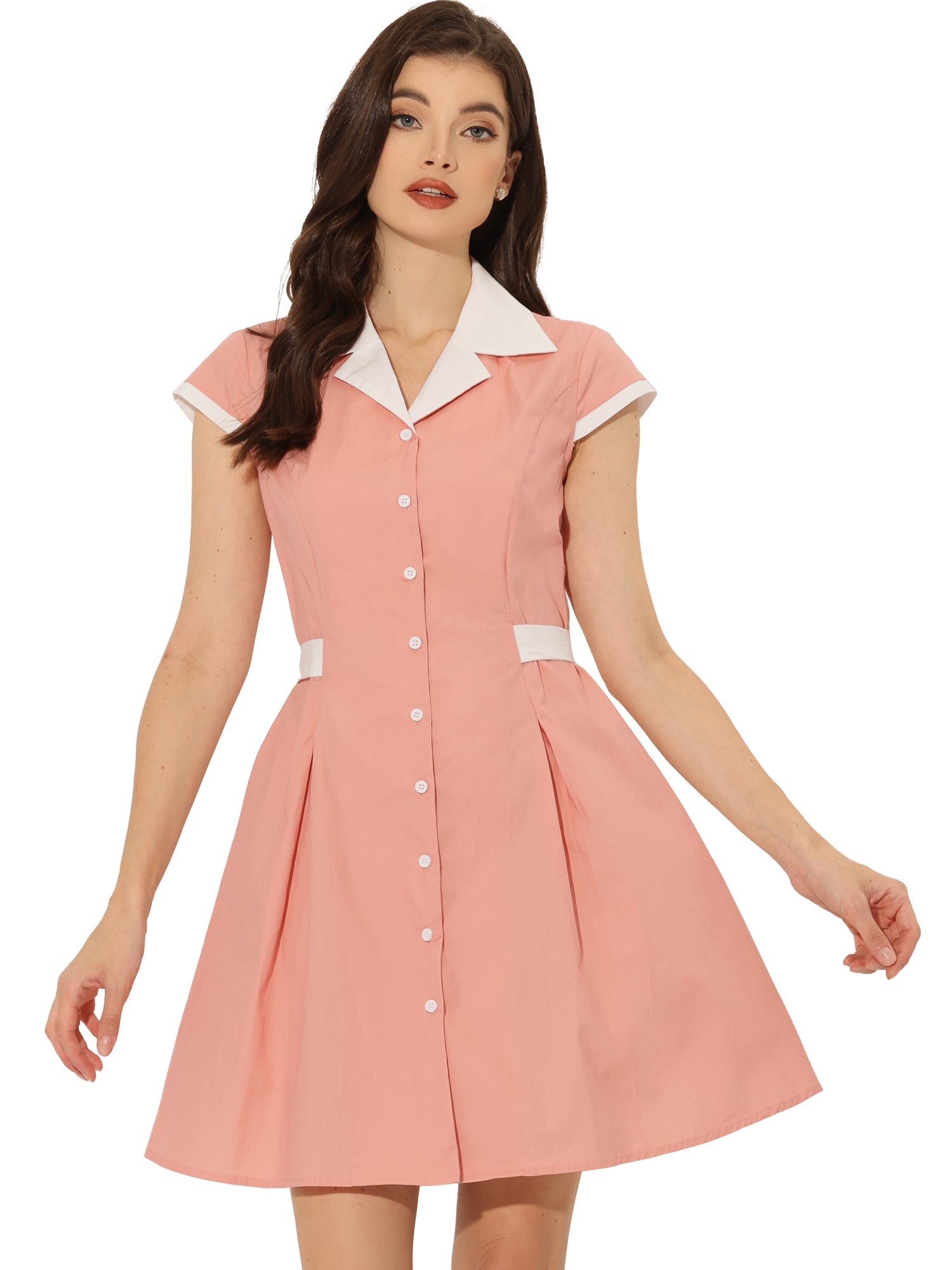 Calivra – Women’s Cotton Camp Collar Shirt Dress