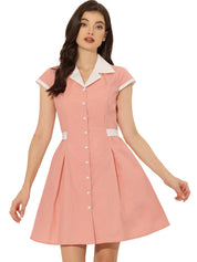 Calivra – Women’s Cotton Camp Collar Shirt Dress