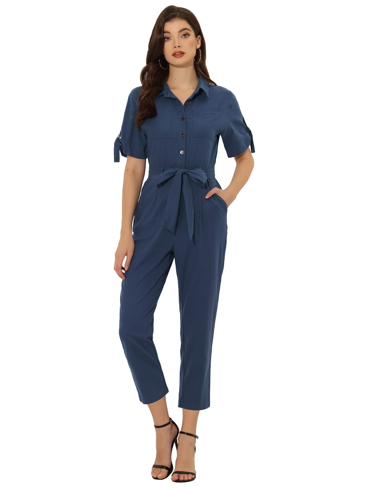 Velmira – Women’s Cotton Cargo Tie-Waist Jumpsuit