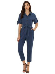 Velmira – Women’s Cotton Cargo Tie-Waist Jumpsuit