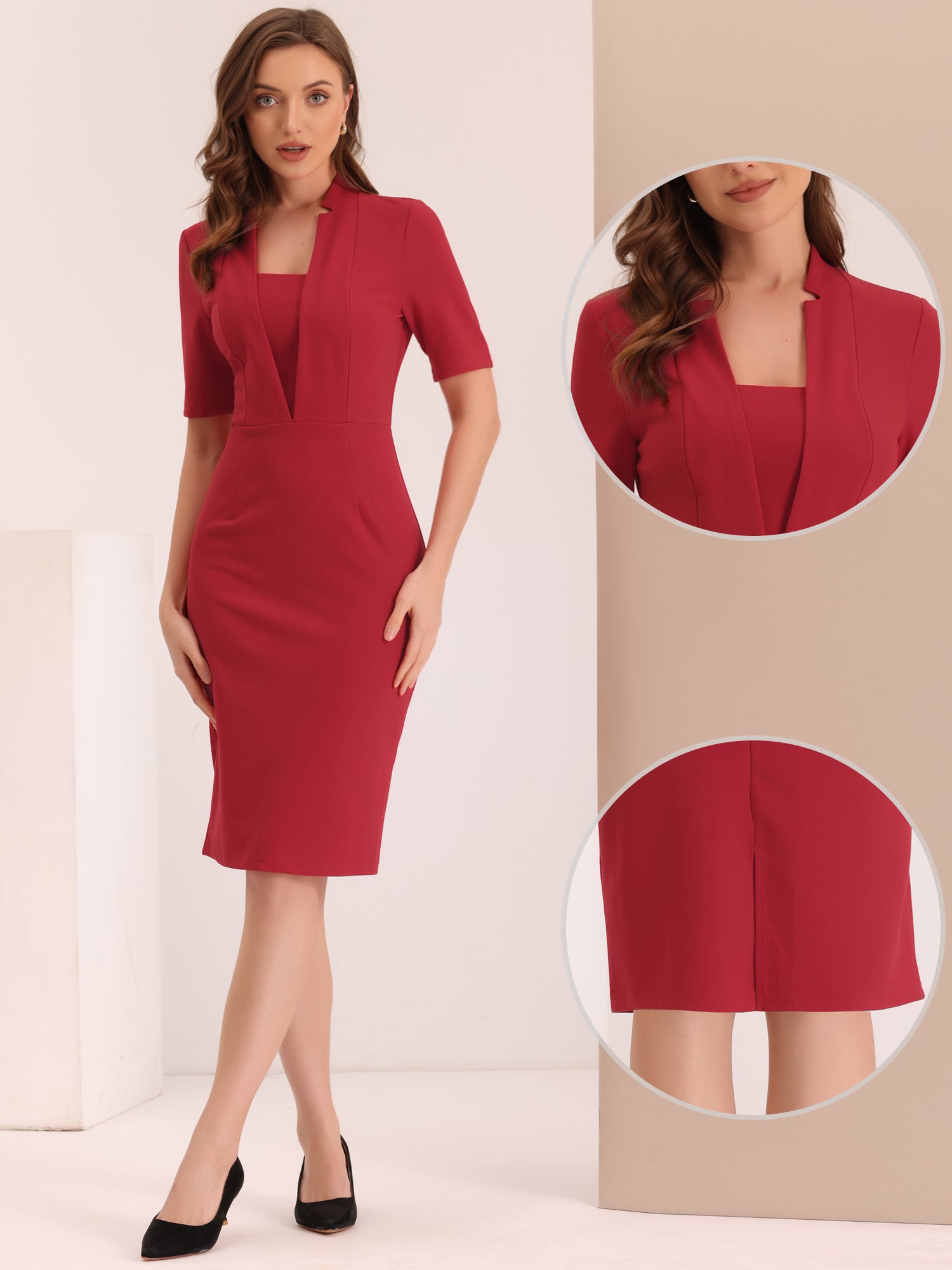 Formessa - Women’s Sheath Work Midi Dress