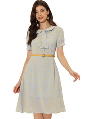 Petrella - Women’s Floral Peter Pan Collar Dress