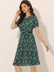 Petrella - Women’s Floral Peter Pan Collar Dress