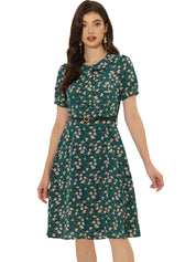 Petrella - Women’s Floral Peter Pan Collar Dress
