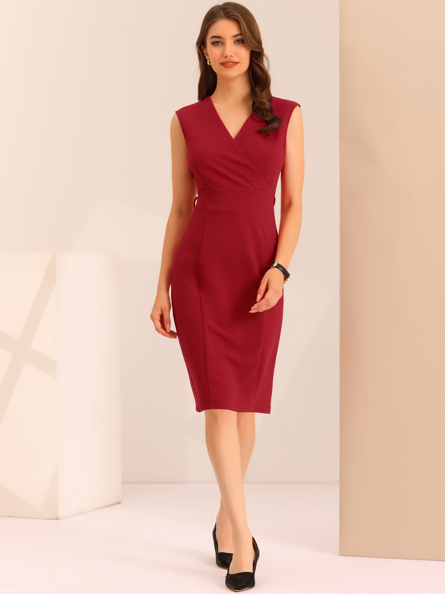 Slevara - Women’s Sleeveless Bodycon Work Dress