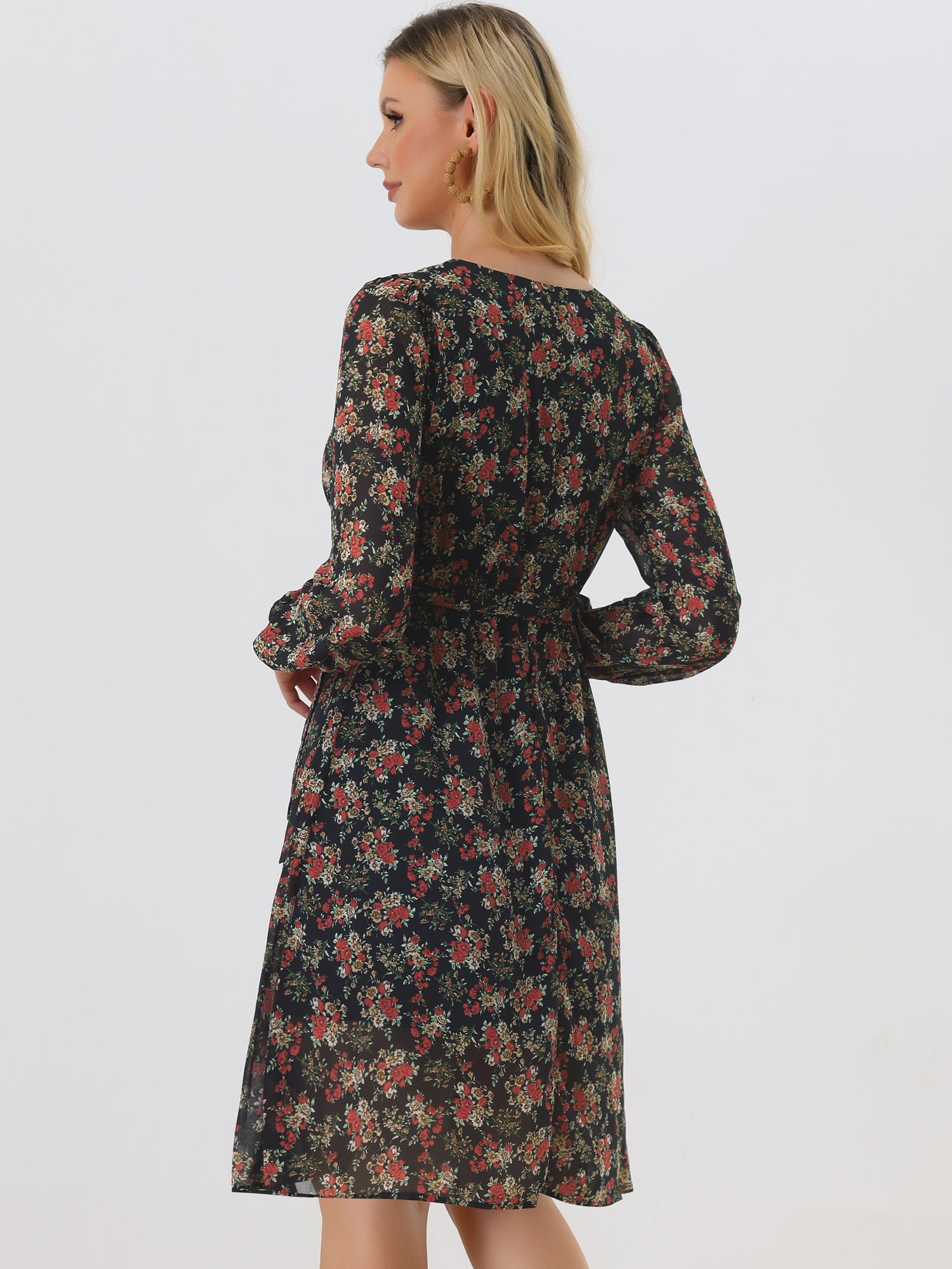 Florivelle - Women’s Wrap V-Neck Floral Midi Dress