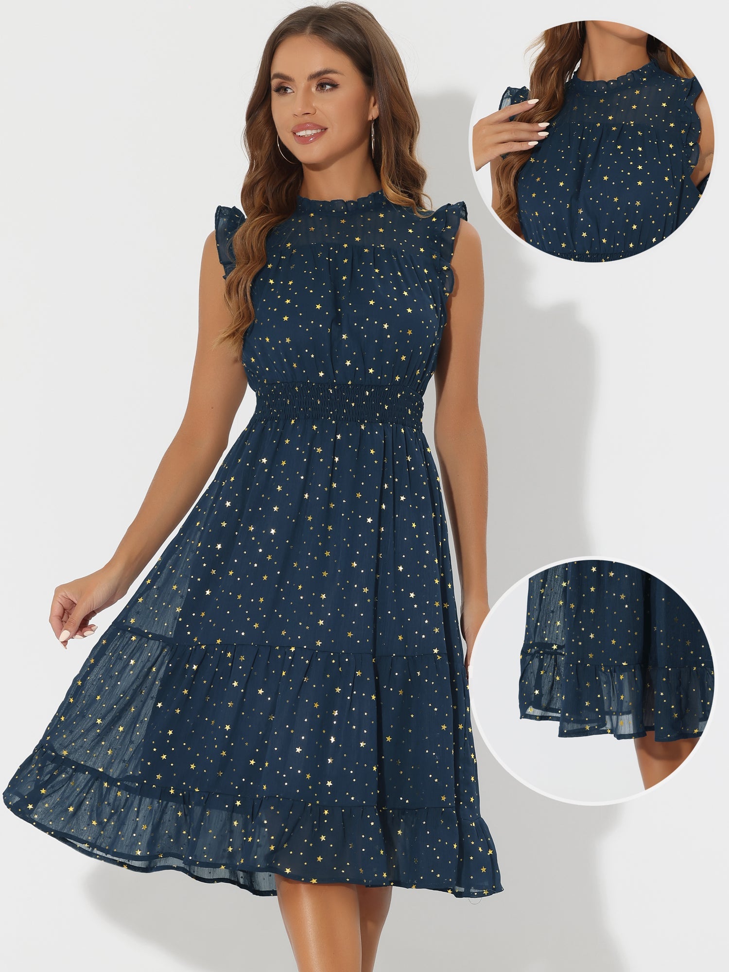 Stellara – Women’s Star Print A-Line Dress