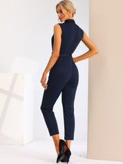 Belviera - Women’s Belted Button Front Jumpsuit