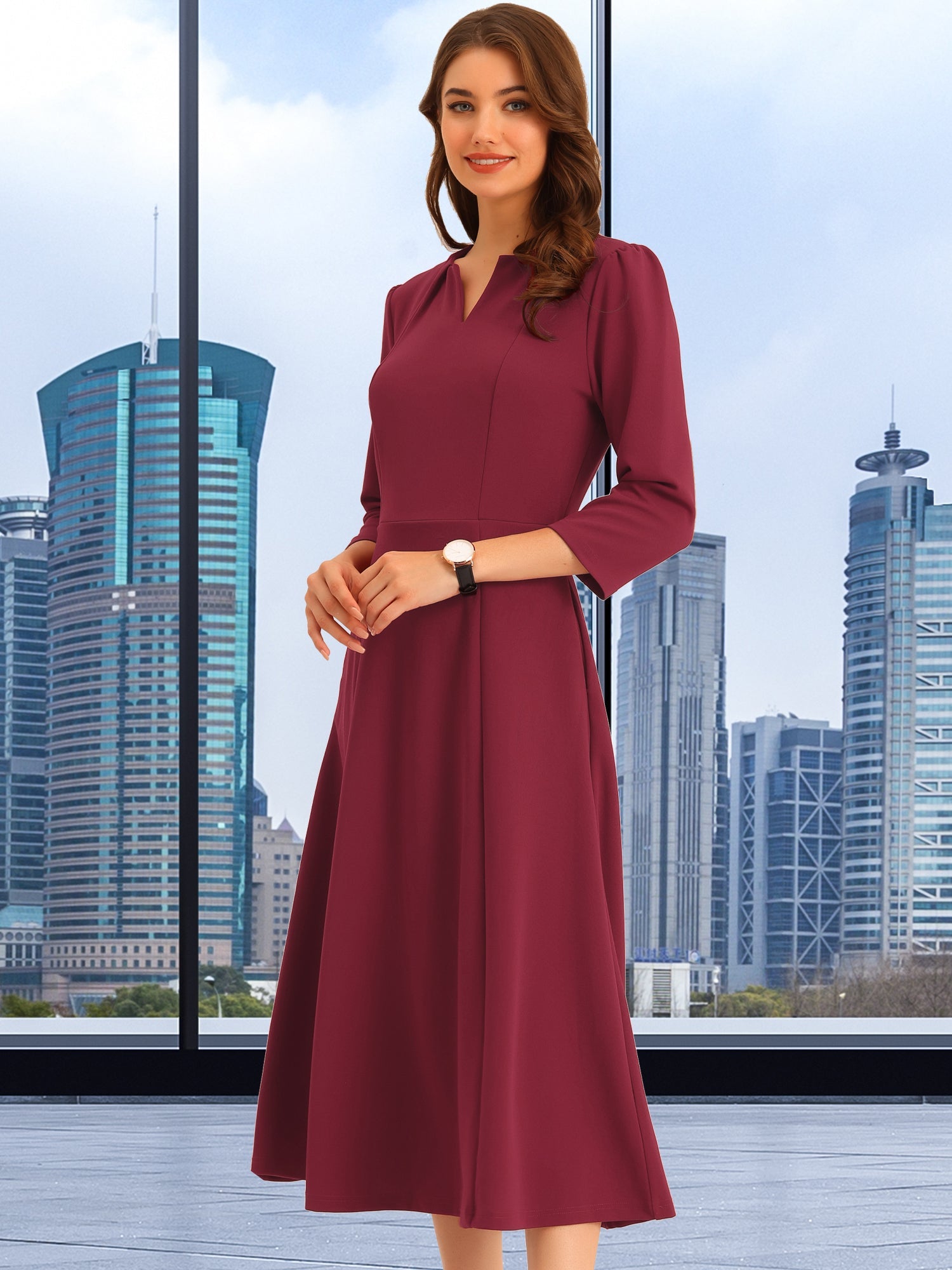 Lunavelle - Women’s A-Line Summer Midi Dress