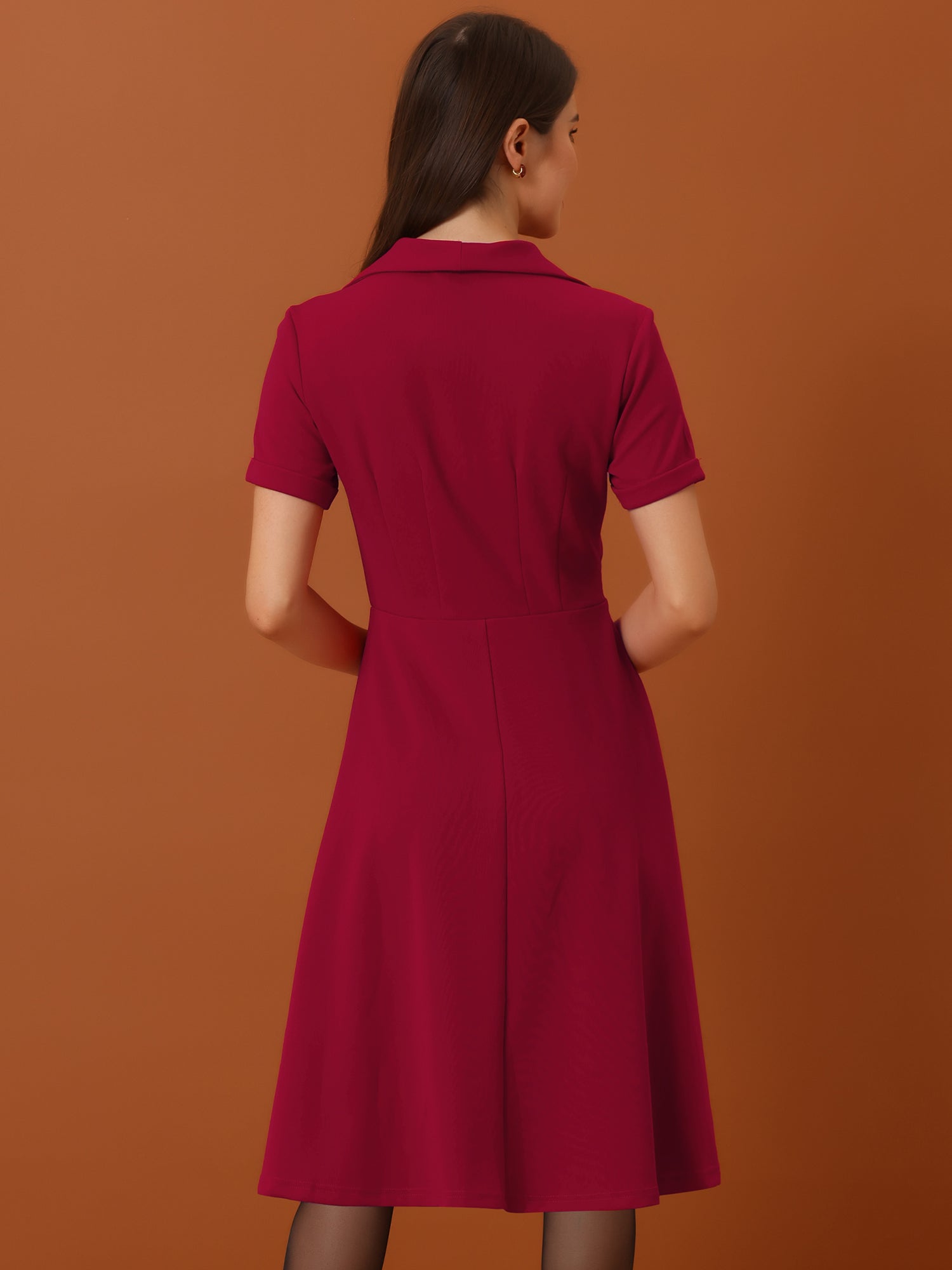 Elvaria – Women’s Vintage Collar Fit & Flare Midi Dress