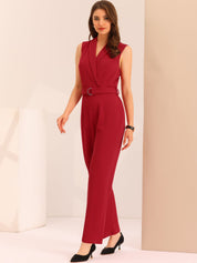 Luvessa – Women’s Sleeveless Belted Office Jumpsuit